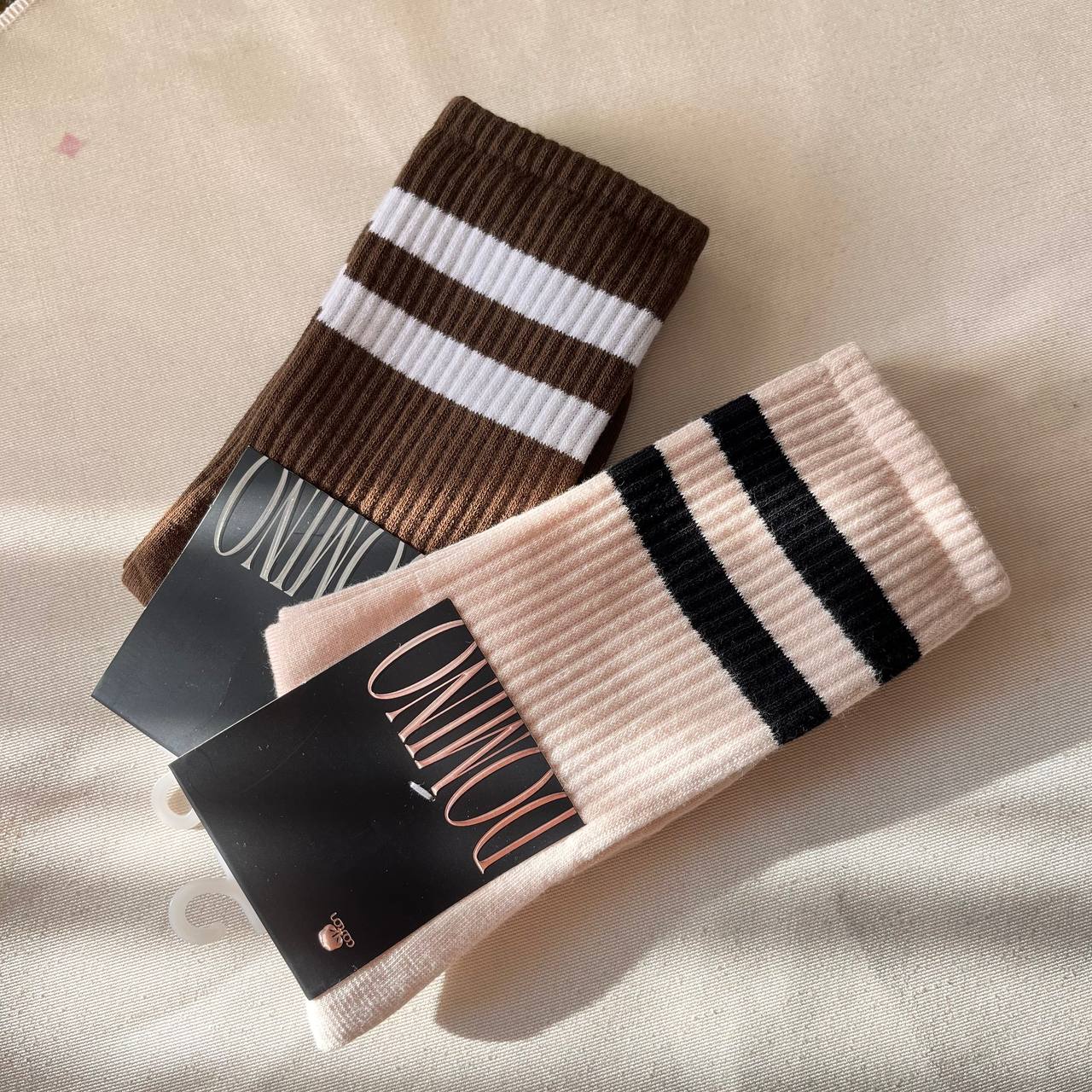 جوراب دومینو دو خط کبریتی ساق بلند